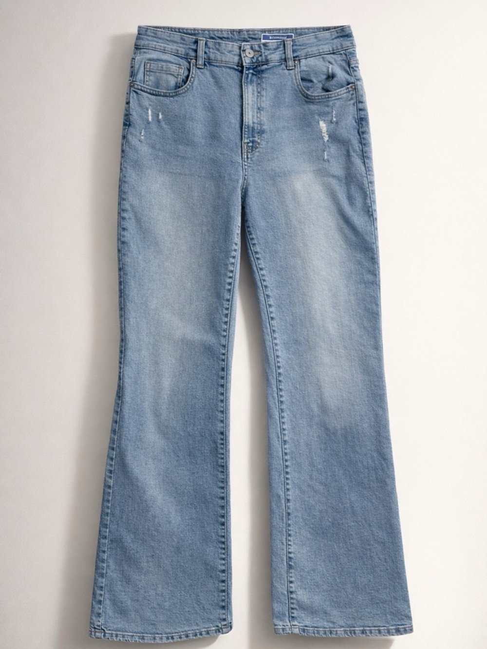 Light Wash Flare Jeans for Women - Casual Mid-Rise